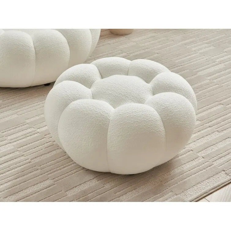 Fauteuil d'appoint en tissu 3D style Fleur Blanche avec pouf, une place