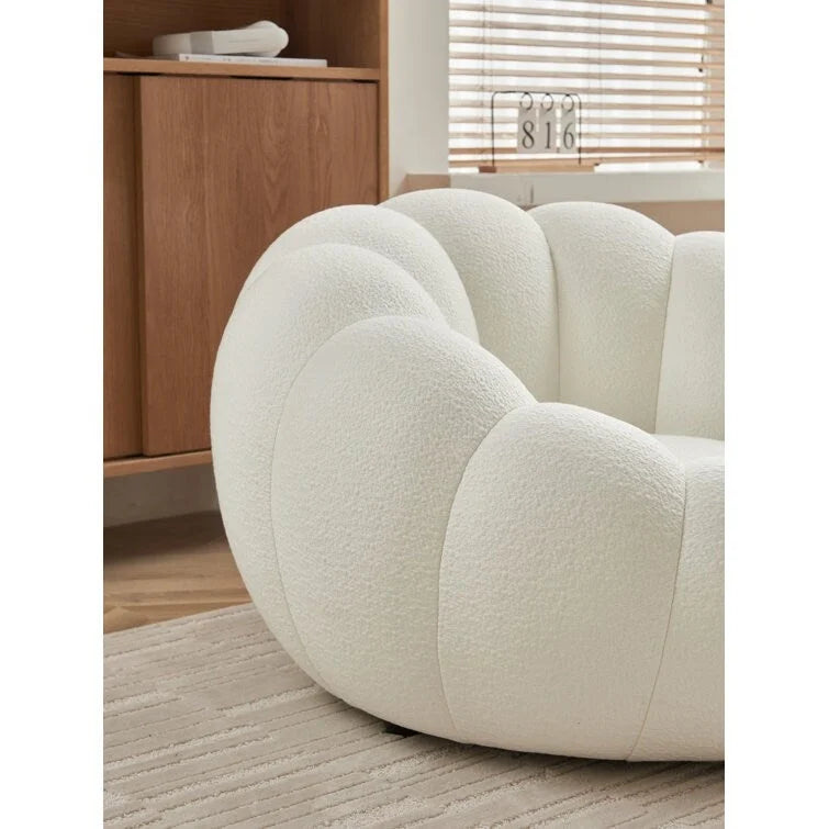Fauteuil d'appoint en tissu 3D style Fleur Blanche avec pouf, une place