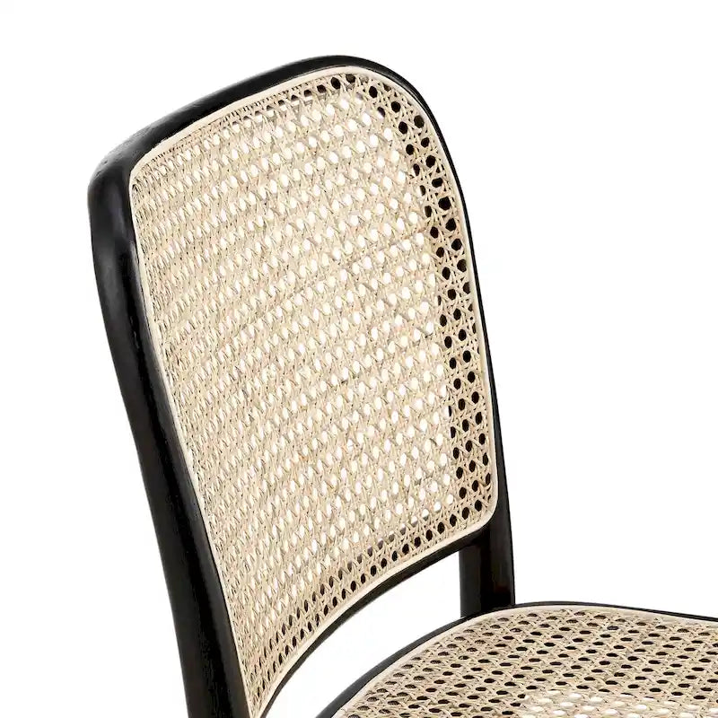 Chaises de salle à manger d'appoint en rotin gris/noir, lot de 2