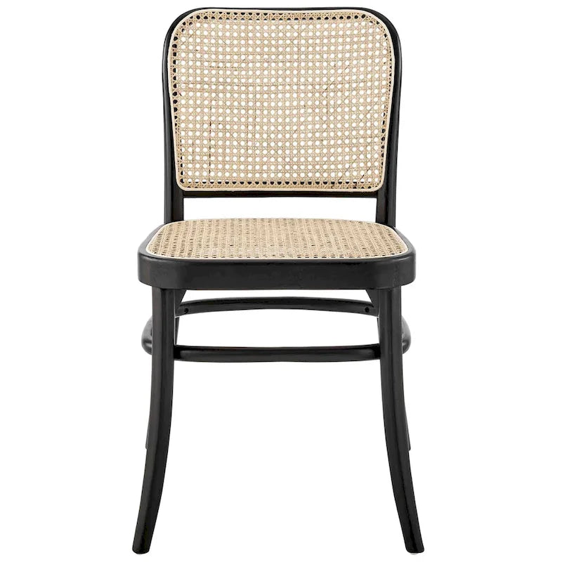 Chaises de salle à manger d'appoint en rotin gris/noir, lot de 2