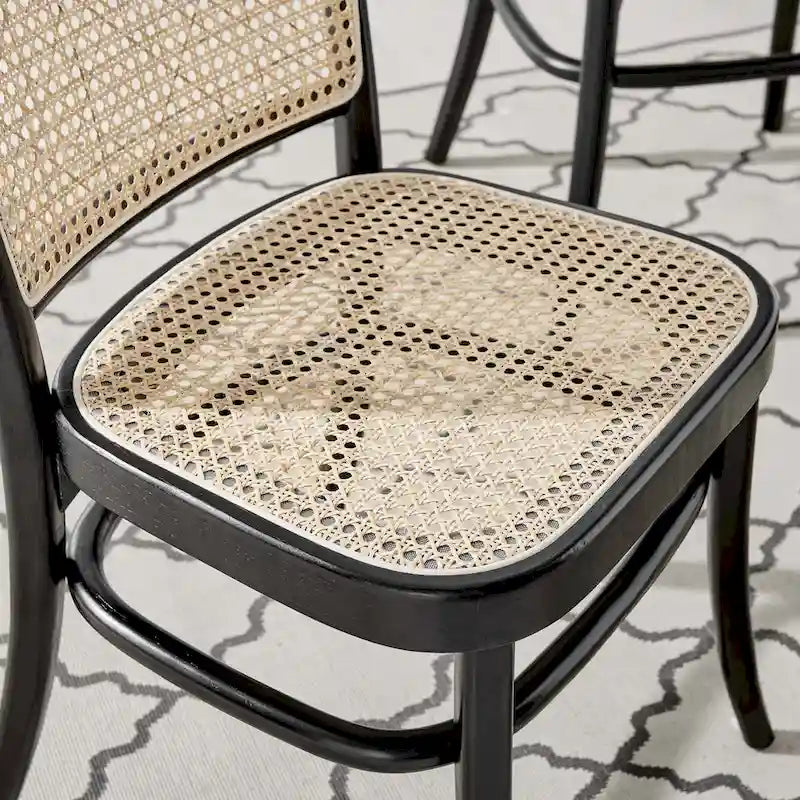 Chaises de salle à manger d'appoint en rotin gris/noir, lot de 2