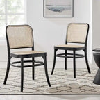 Chaises de salle à manger d'appoint en rotin gris/noir, lot de 2