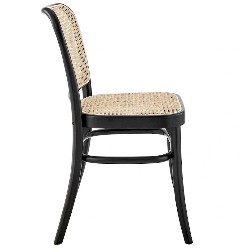 Chaises de salle à manger d'appoint en rotin gris/noir, lot de 2