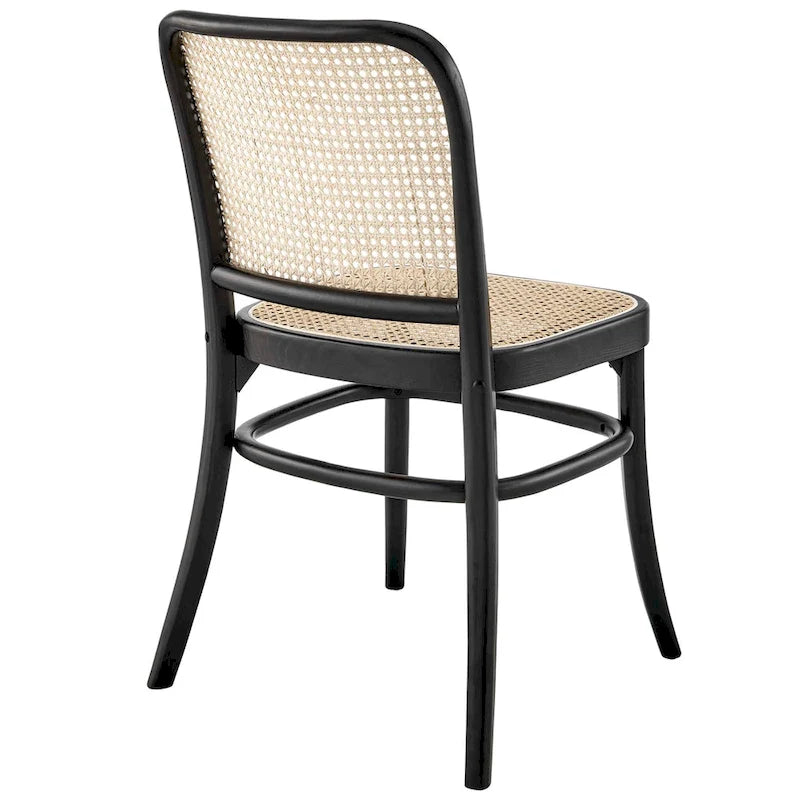 Chaises de salle à manger d'appoint en rotin gris/noir, lot de 2