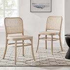 Chaises de salle à manger d'appoint en rotin gris/noir, lot de 2