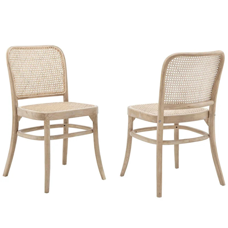 Chaises de salle à manger d'appoint en rotin gris/noir, lot de 2