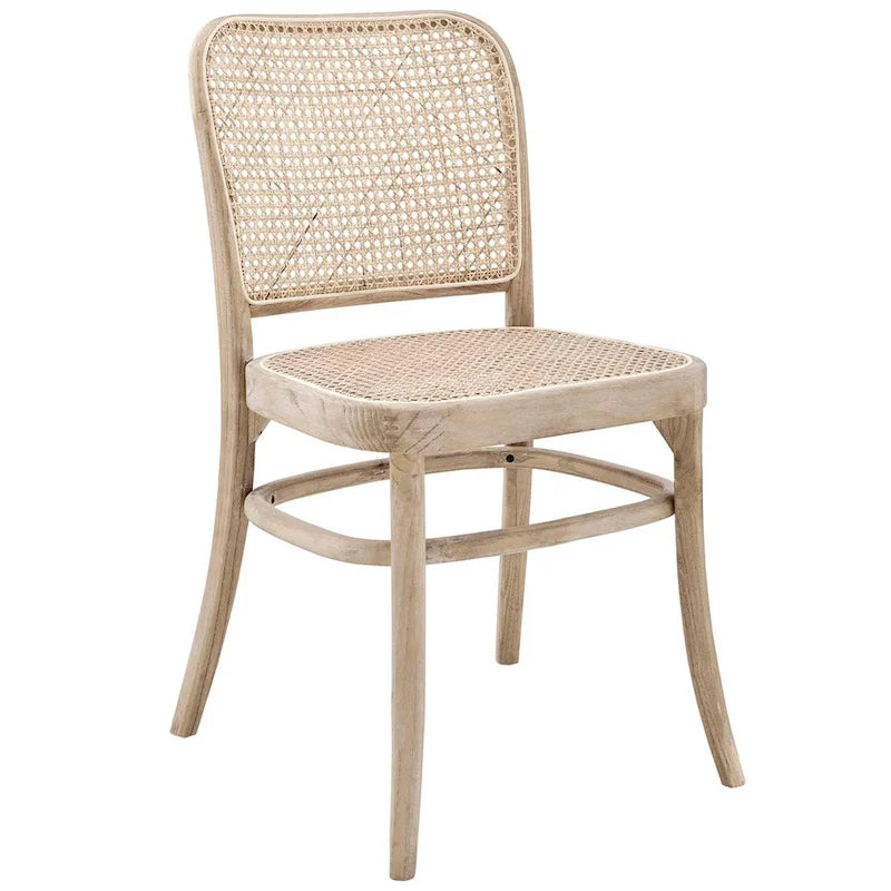 Chaises de salle à manger d'appoint en rotin gris/noir, lot de 2
