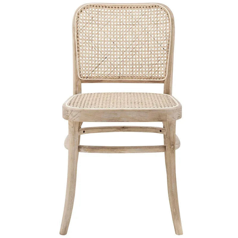 Chaises de salle à manger d'appoint en rotin gris/noir, lot de 2
