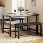 Ensemble de table à manger et banc rembourré noir/marron/gris pour 4 personnes