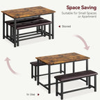 Ensemble de table à manger et banc rembourré noir/marron/gris pour 4 personnes