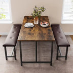Ensemble de table à manger et banc rembourré noir/marron/gris pour 4 personnes