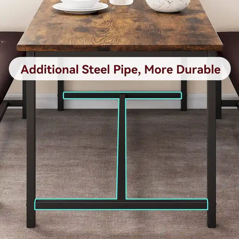 Ensemble de table à manger et banc rembourré noir/marron/gris pour 4 personnes