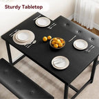 Ensemble de table à manger et banc rembourré noir/marron/gris pour 4 personnes