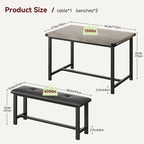 Ensemble de table à manger et banc rembourré noir/marron/gris pour 4 personnes