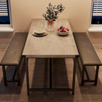 Ensemble de table à manger et banc rembourré noir/marron/gris pour 4 personnes