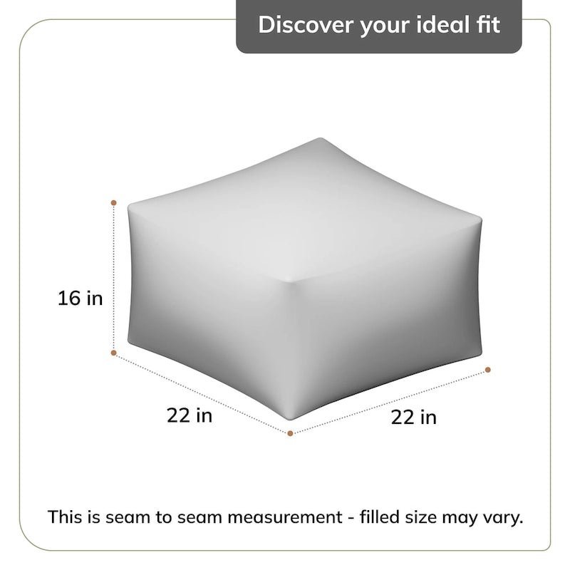 Pouf ottoman carré gris et ivoire, grand modèle