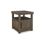 Table d'appoint à 1 porte avec étagère ouverte, marron