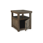 Table d'appoint à 1 porte avec étagère ouverte, marron