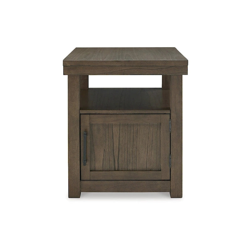 Table d'appoint à 1 porte avec étagère ouverte, marron