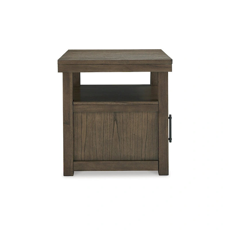 Table d'appoint à 1 porte avec étagère ouverte, marron