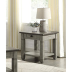 Table d'appoint à 1 tiroir avec étagère inférieure, blanc/gris antique
