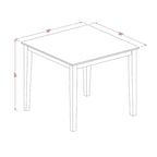 Ensemble table à manger carrée, simili cuir bleu marine, acajou, 3 ou 5 places