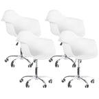 Fauteuil de bureau pivotant coquille blanc du milieu du siècle avec roulettes