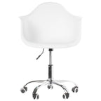 Fauteuil de bureau pivotant coquille blanc du milieu du siècle avec roulettes