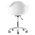 Fauteuil de bureau pivotant coquille blanc du milieu du siècle avec roulettes