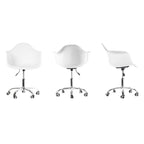 Fauteuil de bureau pivotant coquille blanc du milieu du siècle avec roulettes