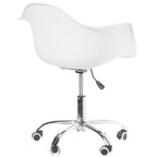 Fauteuil de bureau pivotant coquille blanc du milieu du siècle avec roulettes