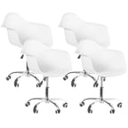 Fauteuil de bureau pivotant coquille blanc du milieu du siècle avec roulettes
