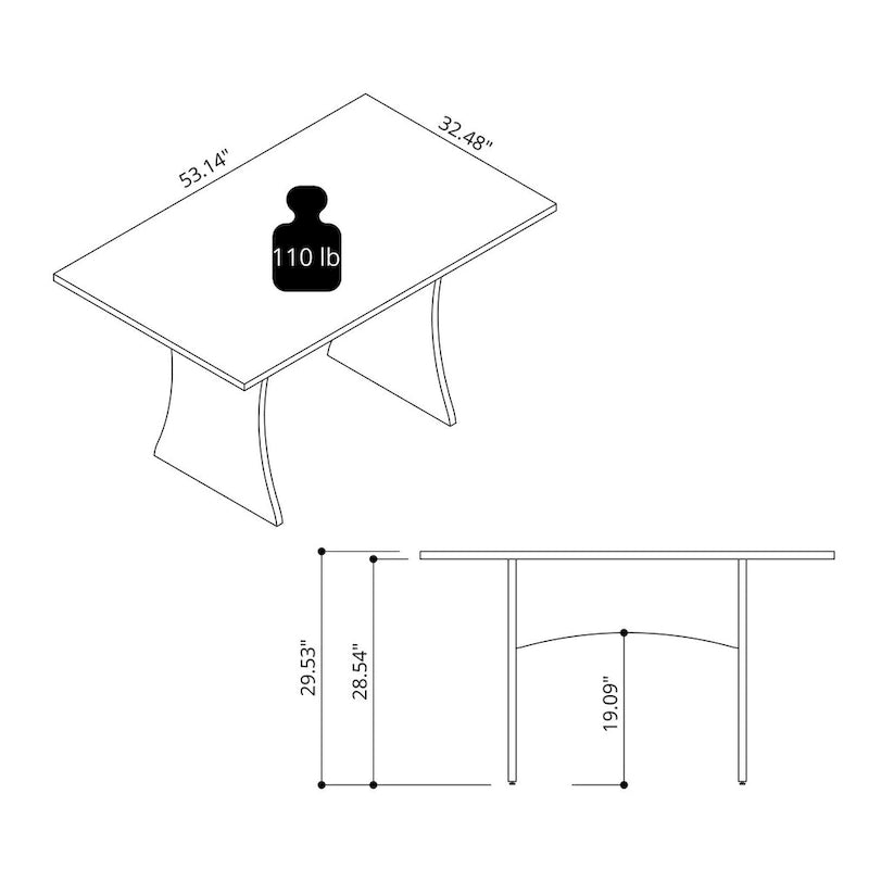 Table de salle à manger moderne du milieu du siècle pour 6 personnes, gris et blanc