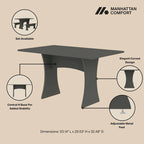 Table de salle à manger moderne du milieu du siècle pour 6 personnes, gris et blanc