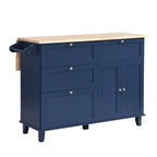 Ensemble îlot de cuisine pliant bleu/blanc avec 2 tabourets