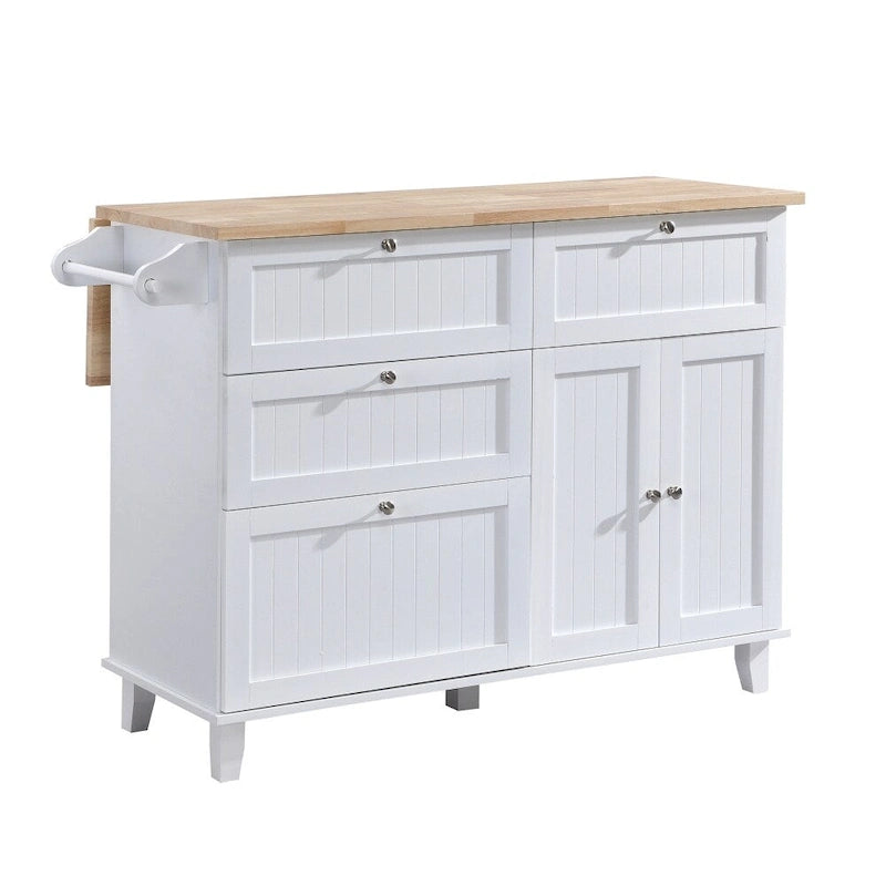 Ensemble îlot de cuisine pliant bleu/blanc avec 2 tabourets