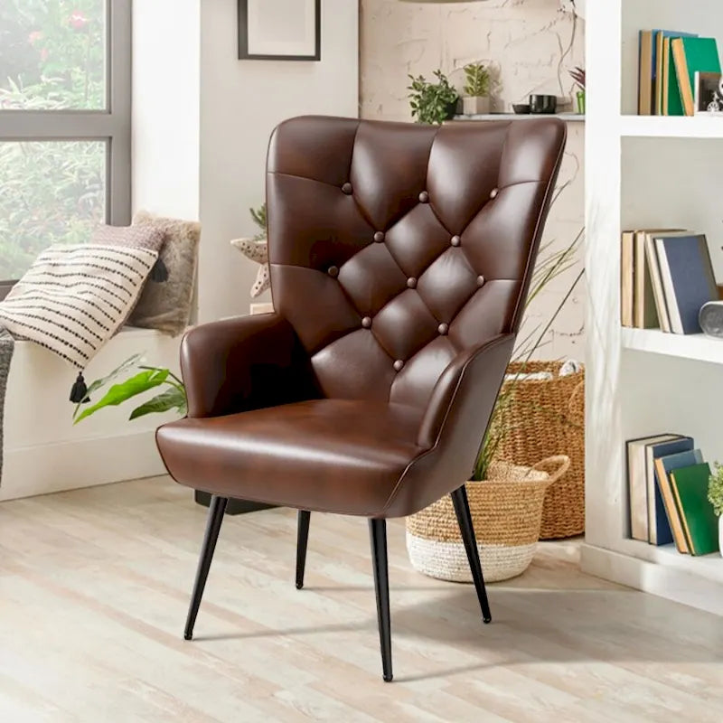 Fauteuil d'appoint capitonné en velours (marron / vert / noir / gris)