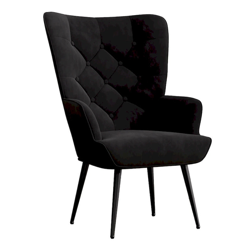 Fauteuil d'appoint capitonné en velours (marron / vert / noir / gris)