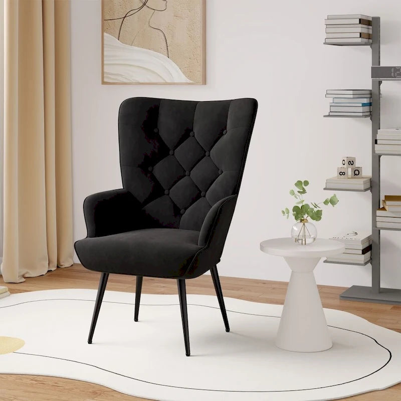 Fauteuil d'appoint capitonné en velours (marron / vert / noir / gris)