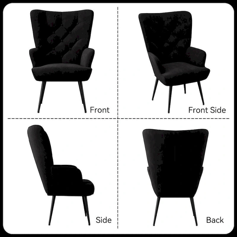 Fauteuil d'appoint capitonné en velours (marron / vert / noir / gris)