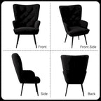 Fauteuil d'appoint capitonné en velours (marron / vert / noir / gris)