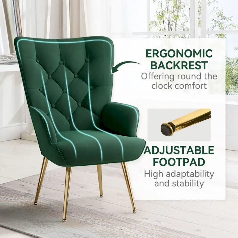 Fauteuil d'appoint capitonné en velours (marron / vert / noir / gris)