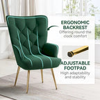 Fauteuil d'appoint capitonné en velours (marron / vert / noir / gris)