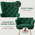 Fauteuil d'appoint capitonné en velours (marron / vert / noir / gris)