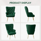 Fauteuil d'appoint capitonné en velours (marron / vert / noir / gris)
