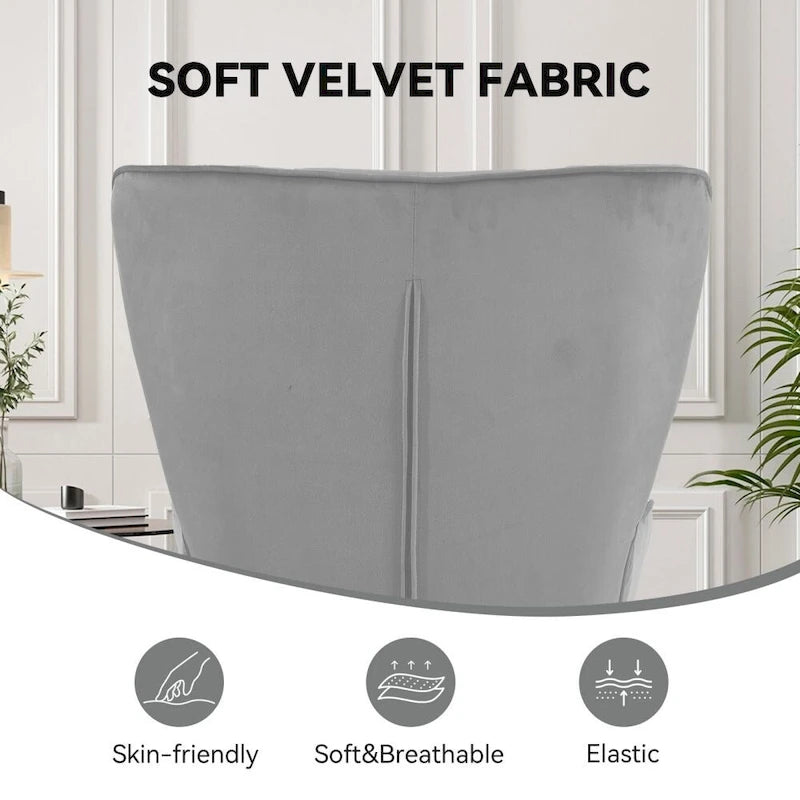 Fauteuil d'appoint capitonné en velours (marron / vert / noir / gris)