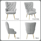 Fauteuil d'appoint capitonné en velours (marron / vert / noir / gris)