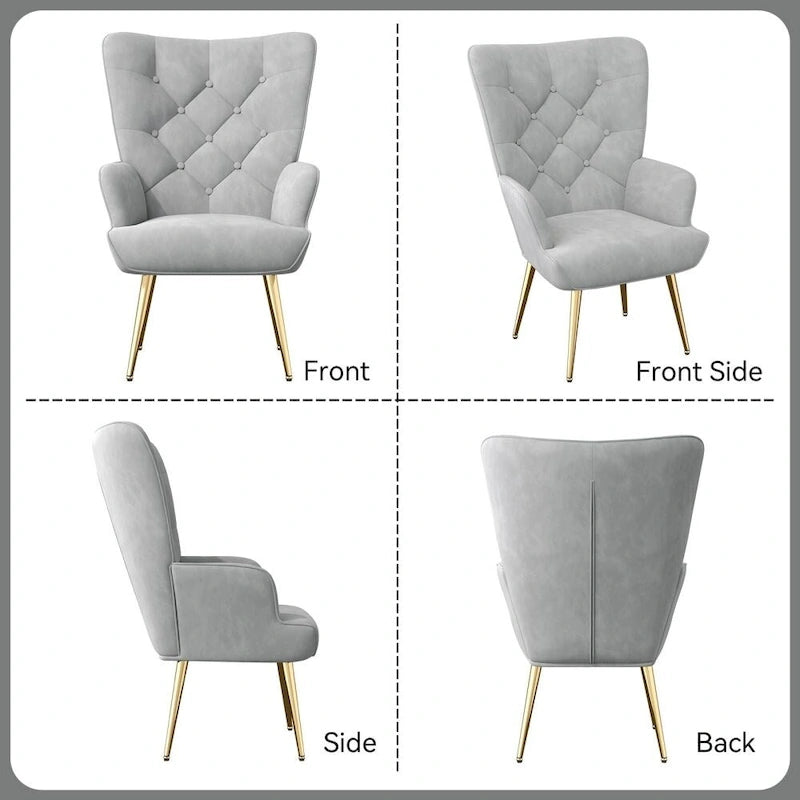 Fauteuil d'appoint capitonné en velours (marron / vert / noir / gris)