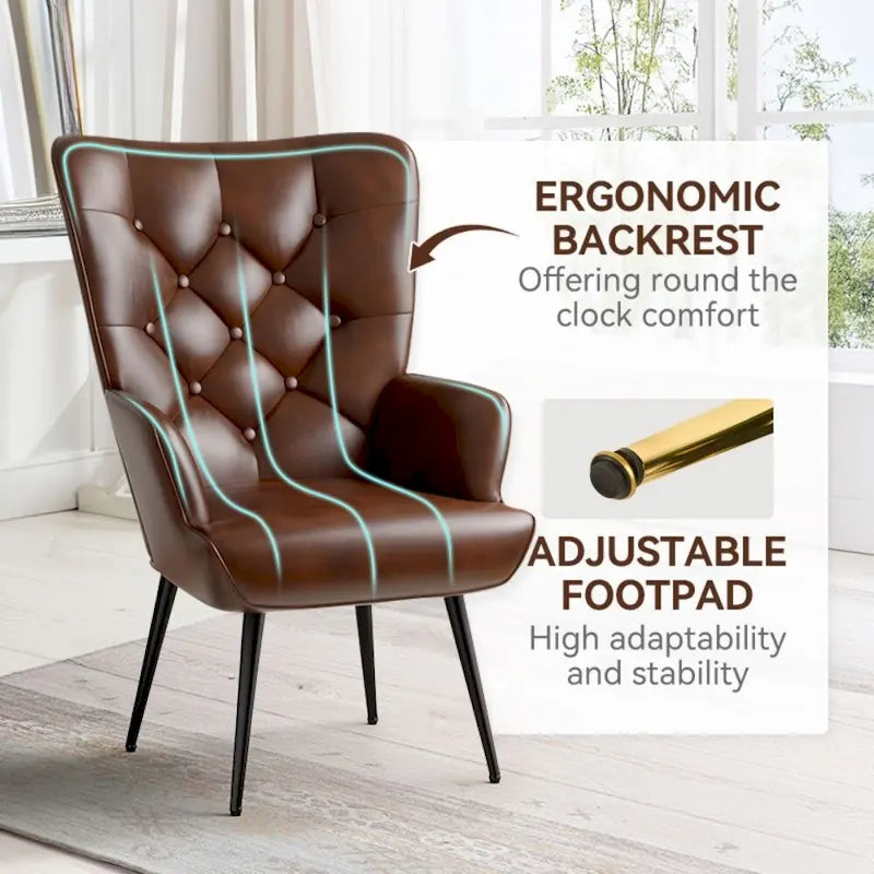 Fauteuil d'appoint capitonné en velours (marron / vert / noir / gris)