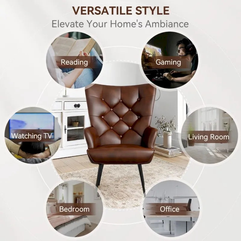 Fauteuil d'appoint capitonné en velours (marron / vert / noir / gris)